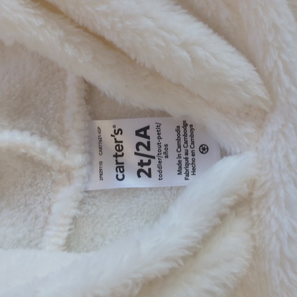 NWT Carter's 2T Hooded Cream Fleece - Picture 4 of 7